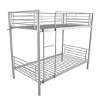 Kids Shared Room Twin Over Twin Iron Bunk Bed with Ladder Gray | Just Better Bunk Beds - Side View