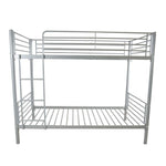 Kids Shared Room Twin Over Twin Iron Bunk Bed with Ladder Gray | Just Better Bunk Beds - Detail View