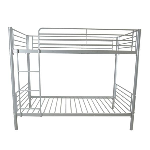 Kids Shared Room Twin Over Twin Iron Bunk Bed with Ladder Gray | Just Better Bunk Beds - Detail View