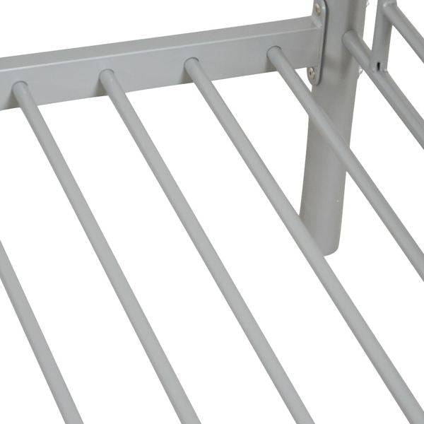 Kids Shared Room Twin Over Twin Iron Bunk Bed with Ladder Gray | Just Better Bunk Beds - View 14