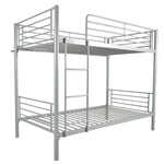 Kids Shared Room Twin Over Twin Iron Bunk Bed with Ladder Gray | Just Better Bunk Beds - Front View