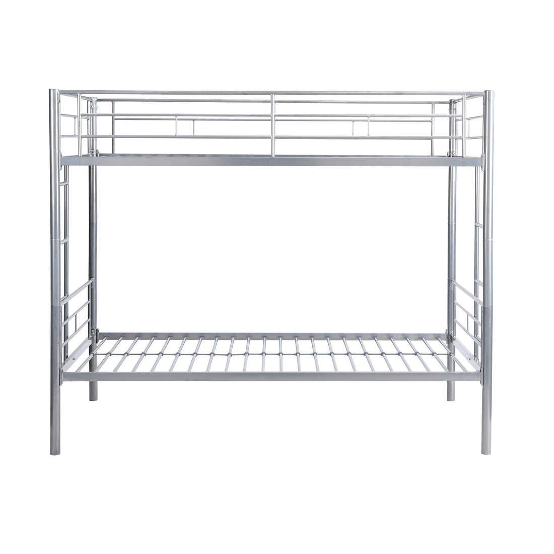 Kids Shared Room Twin Over Twin Metal Bunk Bed with 2 Ladders and Full-Length Guardrail, Black | Just Better Bunk Beds - View 14