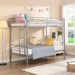 Kids Shared Room Twin Over Twin Metal Bunk Bed with 2 Ladders and Full-Length Guardrail, Black | Just Better Bunk Beds - View 13