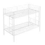 Kids Shared Room Twin Over Twin Metal Bunk Bed with 2 Ladders and Full-Length Guardrail, Black | Just Better Bunk Beds - View 5