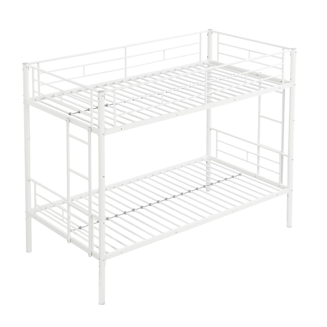 Kids Shared Room Twin Over Twin Metal Bunk Bed with 2 Ladders and Full-Length Guardrail, Black | Just Better Bunk Beds - View 5