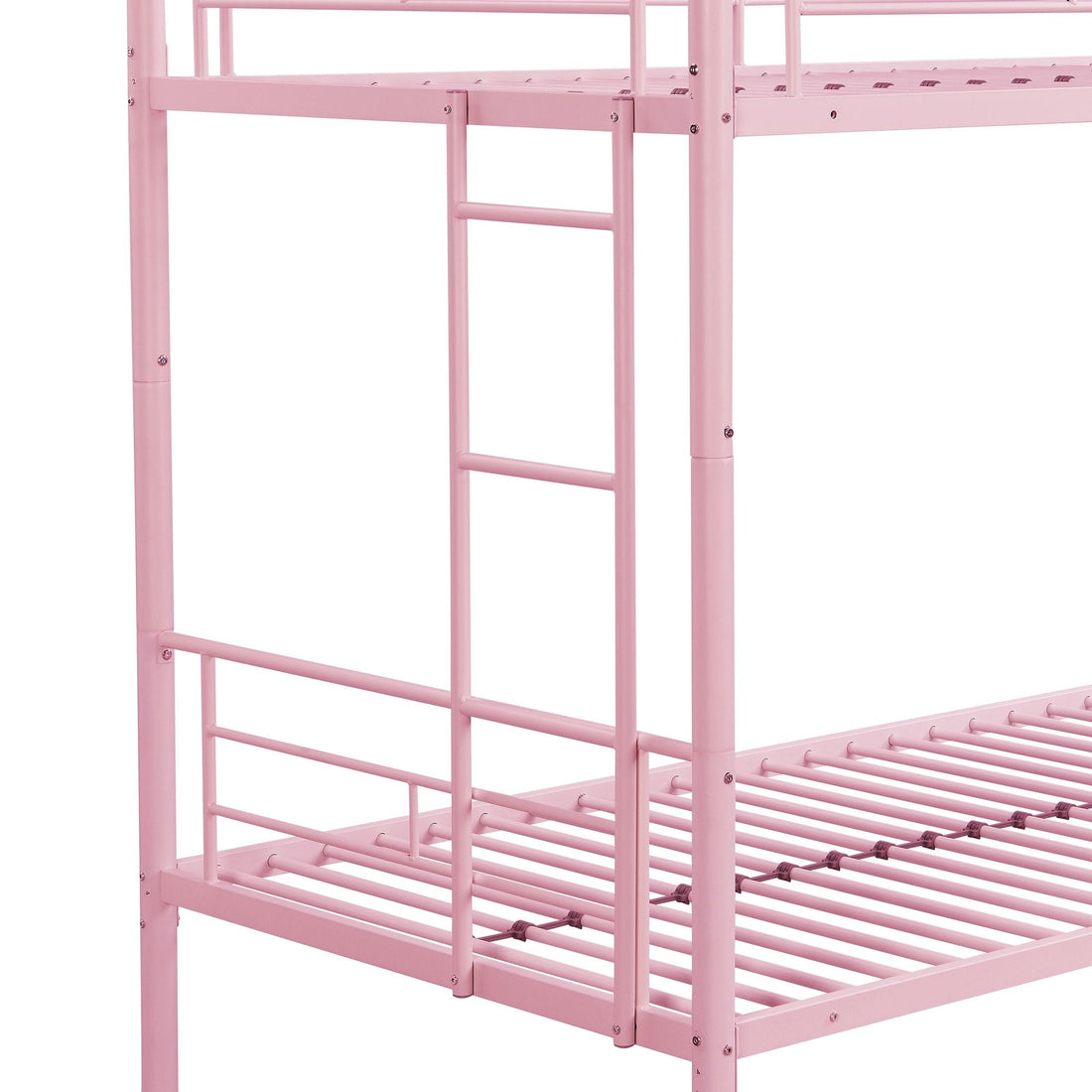 Kids Shared Room Twin Over Twin Metal Bunk Bed with 2 Ladders and Full-Length Guardrail, Black | Just Better Bunk Beds - View 34