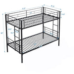 Kids Shared Room Twin Over Twin Metal Bunk Bed with 2 Ladders and Full-Length Guardrail, Black | Just Better Bunk Beds - View 26