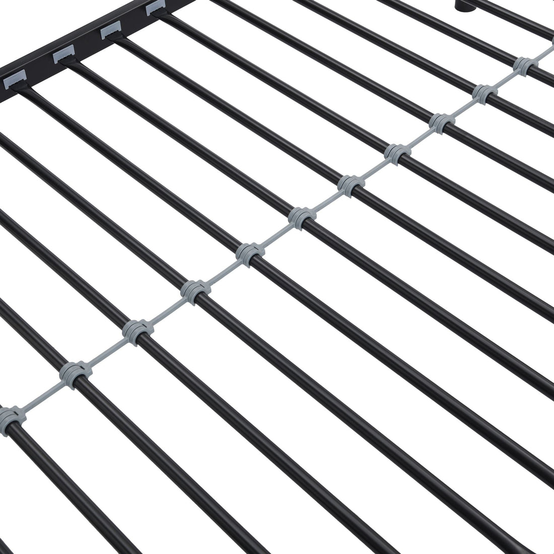 Kids Shared Room Twin Over Twin Metal Bunk Bed with 2 Ladders and Full-Length Guardrail, Black | Just Better Bunk Beds - View 25