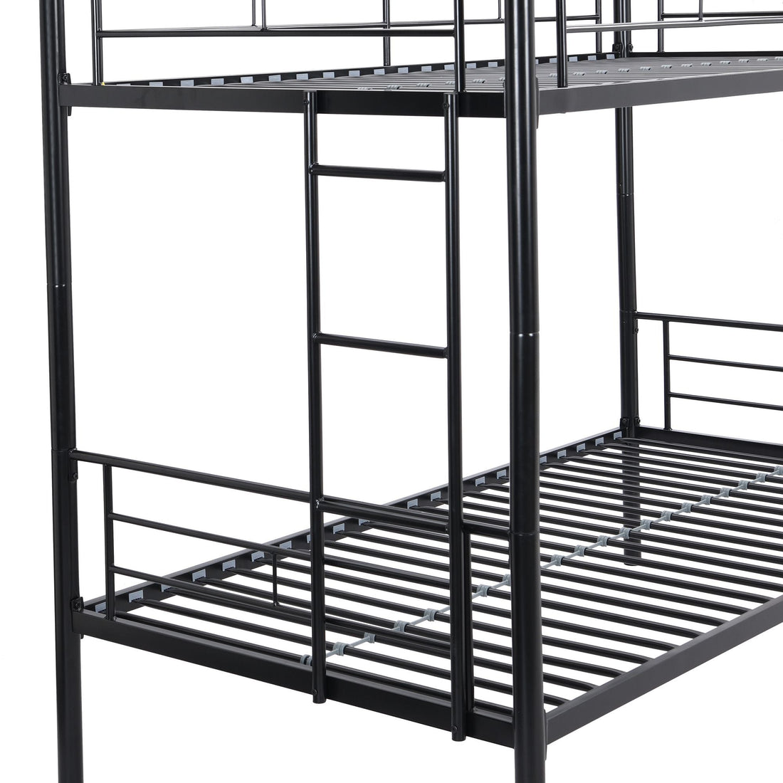 Kids Shared Room Twin Over Twin Metal Bunk Bed with 2 Ladders and Full-Length Guardrail, Black | Just Better Bunk Beds - View 23