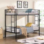 Kids Shared Room Twin Over Twin Metal Bunk Bed with 2 Ladders and Full-Length Guardrail, Black | Just Better Bunk Beds - View 20