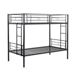 Kids Shared Room Twin Over Twin Metal Bunk Bed with 2 Ladders and Full-Length Guardrail, Black | Just Better Bunk Beds - View 22