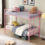Kids Shared Room Twin Over Twin Metal Bunk Bed with 2 Ladders and Full-Length Guardrail, Black | Just Better Bunk Beds - View 28