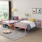 Kids Shared Room Twin Over Twin Metal Bunk Bed with 2 Ladders and Full-Length Guardrail, Black | Just Better Bunk Beds - View 30