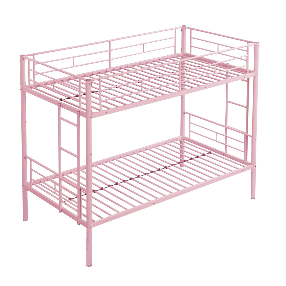 Kids Shared Room Twin Over Twin Metal Bunk Bed with 2 Ladders and Full-Length Guardrail, Black | Just Better Bunk Beds - View 31