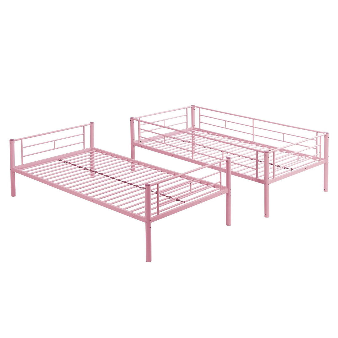 Kids Shared Room Twin Over Twin Metal Bunk Bed with 2 Ladders and Full-Length Guardrail, Black | Just Better Bunk Beds - View 32