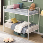 Kids Shared Room Twin Over Twin Metal Bunk Bed with 2 Ladders and Full-Length Guardrail, Black | Just Better Bunk Beds - Detail View