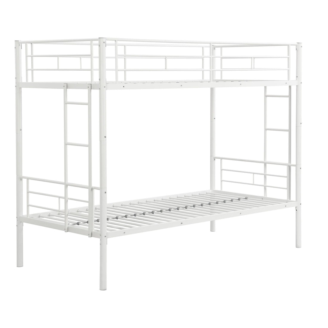 Kids Shared Room Twin Over Twin Metal Bunk Bed with 2 Ladders and Full-Length Guardrail, Black | Just Better Bunk Beds - View 6