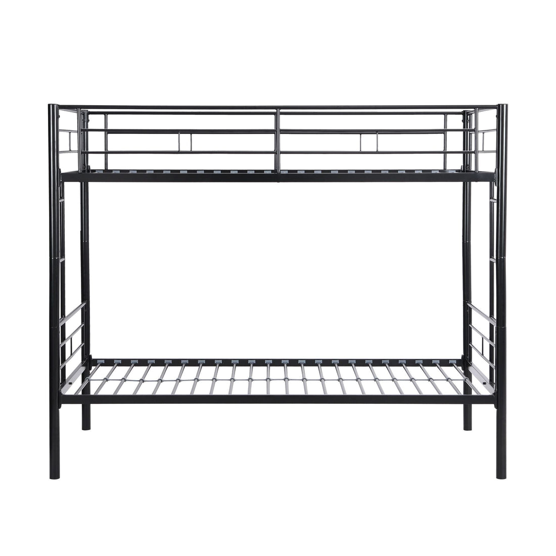 Kids Shared Room Twin Over Twin Metal Bunk Bed with 2 Ladders and Full-Length Guardrail, Black | Just Better Bunk Beds - View 21