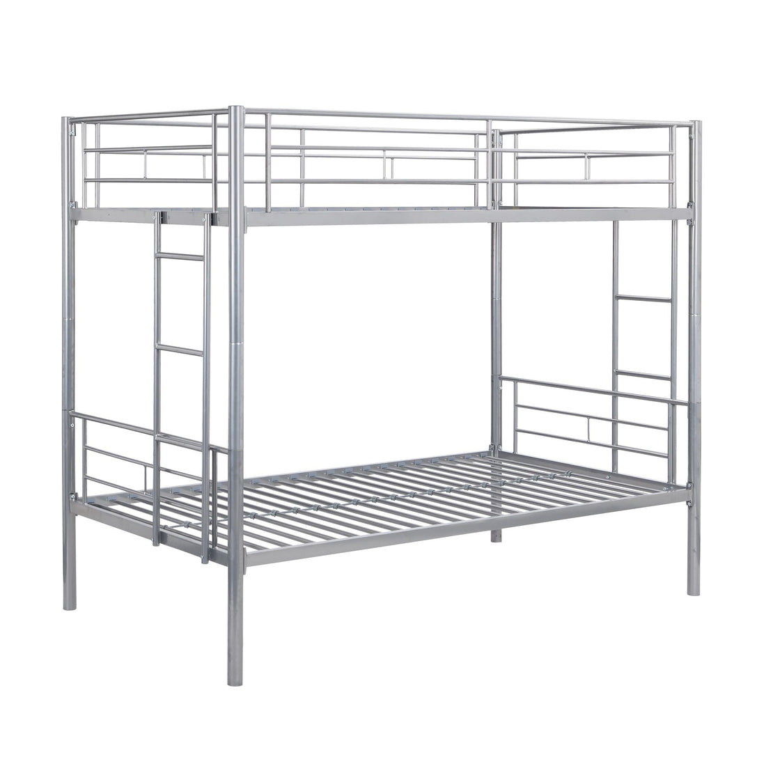 Kids Shared Room Twin Over Twin Metal Bunk Bed with 2 Ladders and Full-Length Guardrail, Black | Just Better Bunk Beds - View 15