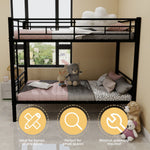 Kids Shared Room Twin Over Twin Metal Bunk Bed with Ladder, Guardrail, Convertible Design in Black | Just Better Bunk Beds - View 8