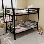 Kids Shared Room Twin Over Twin Metal Bunk Bed with Ladder, Guardrail, Convertible Design in Black | Just Better Bunk Beds - View 12