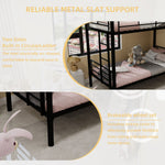 Kids Shared Room Twin Over Twin Metal Bunk Bed with Ladder, Guardrail, Convertible Design in Black | Just Better Bunk Beds - View 11