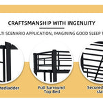 Kids Shared Room Twin Over Twin Metal Bunk Bed with Ladder, Guardrail, Convertible Design in Black | Just Better Bunk Beds - Assembly View