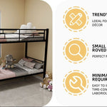 Kids Shared Room Twin Over Twin Metal Bunk Bed with Ladder, Guardrail, Convertible Design in Black | Just Better Bunk Beds - View 5
