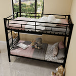 Kids Shared Room Twin Over Twin Metal Bunk Bed with Ladder, Guardrail, Convertible Design in Black | Just Better Bunk Beds - View 13