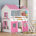 Kids Playhouse Twin Over Twin Bunk Bed with Roof, Window, and Guardrails | Just Better Bunk Beds