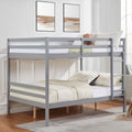 Shared Kids Room Full over Full Wood Bunk Bed with Ladder and High Guardrails, Gray | Just Better Bunk Beds