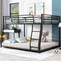 Shared Kids Room Full XL Over Queen Metal Bunk Bed with Ladder, Black | Just Better Bunk Beds