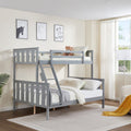 Shared Kids Room Twin Over Full Wood Bunk Bed with Flexible Ladder, Gray | Just Better Bunk Beds