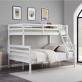 Shared Kids Room Twin Over Full Wood Bunk Bed with High Guardrail and Ladder, White | Just Better Bunk Beds