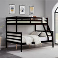 Shared Kids Room Twin over Full Wood Bunk Bed with Ladder and Guardrail, Espresso | Just Better Bunk Beds