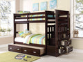 Twin Over Twin Bunk Bed with Trundle and Storage Stairs | Just Better Bunk Beds