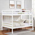 Space-Saving Full Over Full Wood Bunk Bed with Ladder and High Guardrail, White | Just Better Bunk Beds