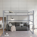 Space-Saving Full Size Metal Loft Bed with Guard Rails and Flat Ladder, Gray | Just Better Bunk Beds