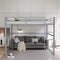 Space-Saving Full Size Metal Loft Bed with Guard Rails and Flat Ladder, Gray | Just Better Bunk Beds