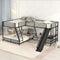 Space-Saving L-Shaped Twin Over Full Metal Bunk Bed with Loft, Desk, and Slide in Black | Just Better Bunk Beds