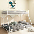 Space-Saving Twin Over Full Metal Bunk Bed with Stable Ladder, Low Profile White Finish | Just Better Bunk Beds