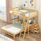 Space-Saving Twin over Full Wood Bunk Bed with Desk and Storage Drawers in Natural or Grey | Just Better Bunk Beds