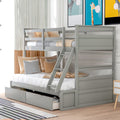 Twin Over Full Wood Bunk Bed with Storage Staircase and Drawers, White | Just Better Bunk Beds