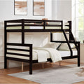 Space-Saving Twin Over Full Wood Bunk Bed with Thick Posts, High Guardrail, Ladder in Espresso | Just Better Bunk Beds