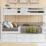 Twin-Over-Full Bunk Bed with Twin size Trundle ;  Separable Bunk Bed with Drawers for Bedroom | Just Better Bunk Beds