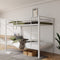 Space-Saving Twin Over Twin Metal Bunk Bed with Ladder and High Guardrails, White | Just Better Bunk Beds