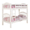 Space-Saving Twin Over Twin Wood Bunk Bed with Built-in Ladder White Finish | Just Better Bunk Beds