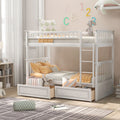 Space-Saving Twin over Twin Wood Bunk Bed with Storage Drawers and Convertible Design in White | Just Better Bunk Beds