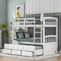 Twin Over Twin Bunk Bed with Trundle and Storage Stairs | Just Better Bunk Beds