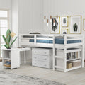 Twin Low Loft Bed with Rolling Desk, Shelves, and Drawers | Just Better Bunk Beds